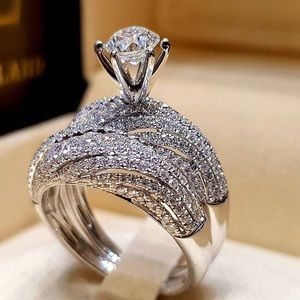 Antique Vintage Sterling Silver Engagement/Wedding Set